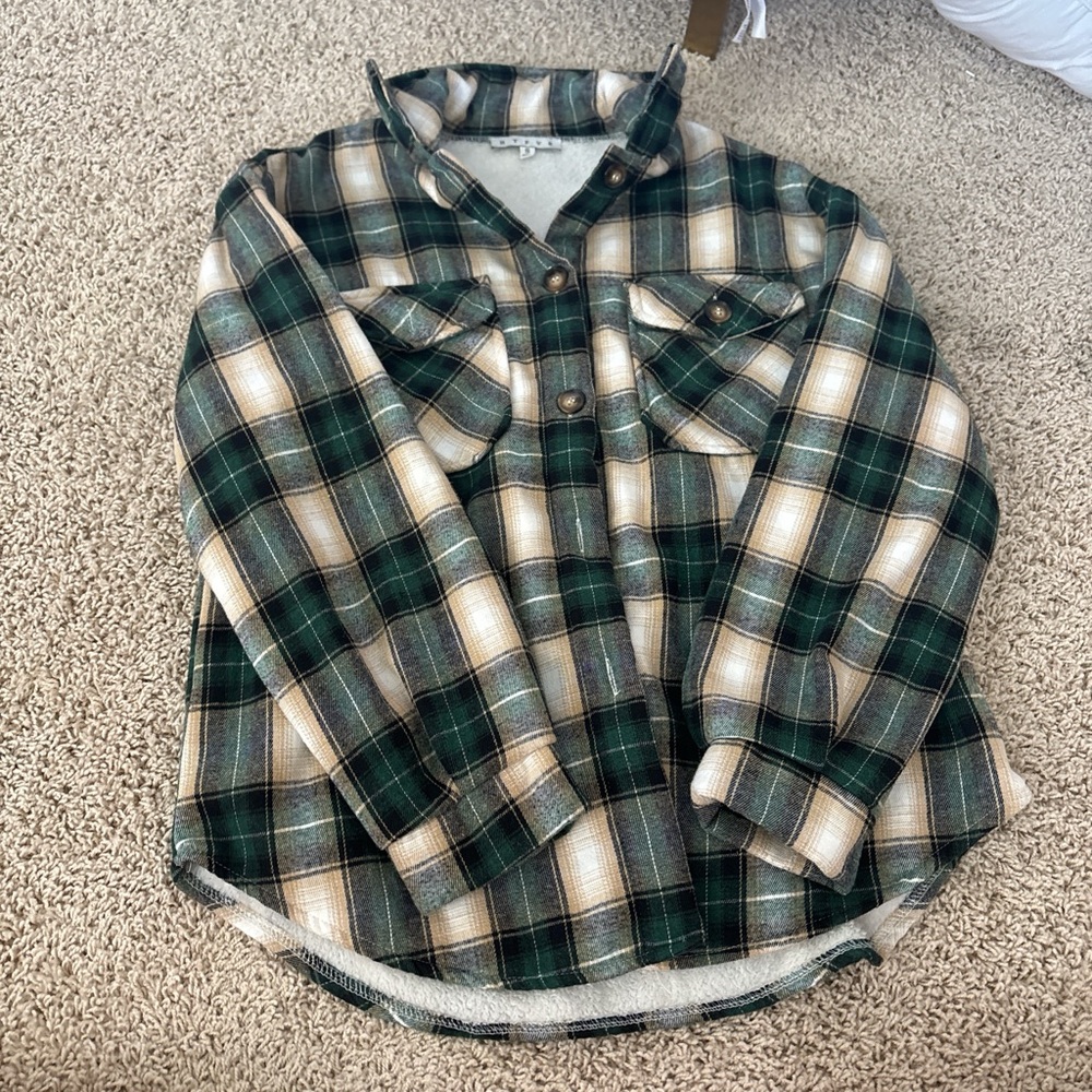 HYFVE Kids Plaid Shirt in Green and Cream